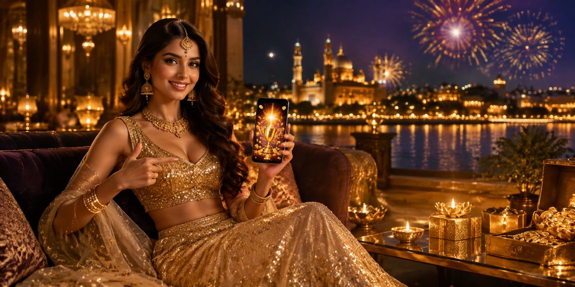 Indian woman celebrating lottery win